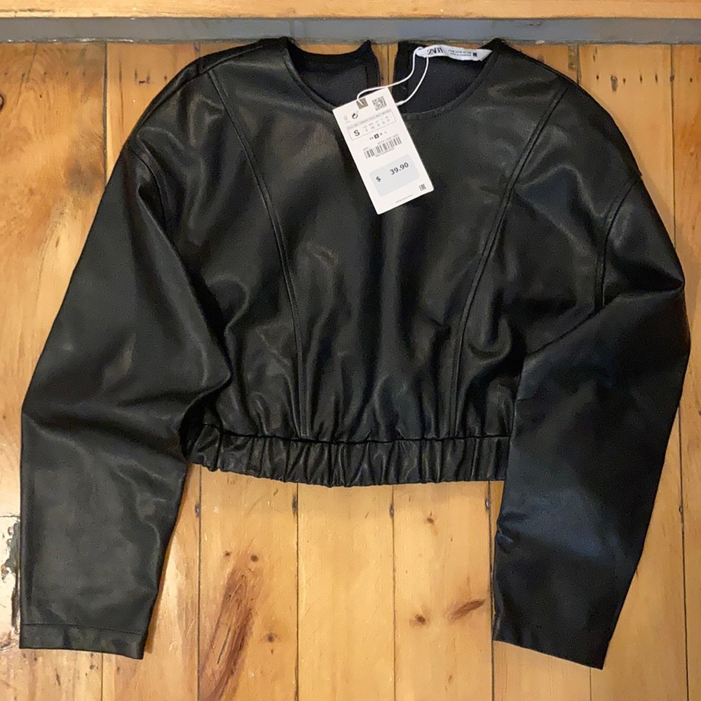 Zara faux leather cropped top